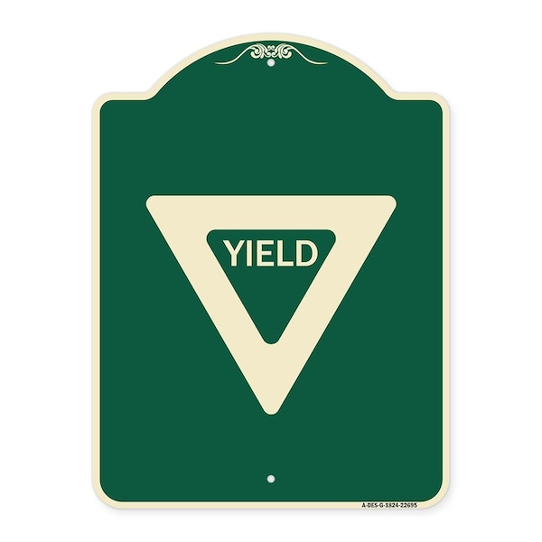 Signmission Designer Series Sign-Yield, Green & Tan Heavy-Gauge Aluminum Sign, 24" x 18", G-1824-22695 A-DES-G-1824-22695 - main